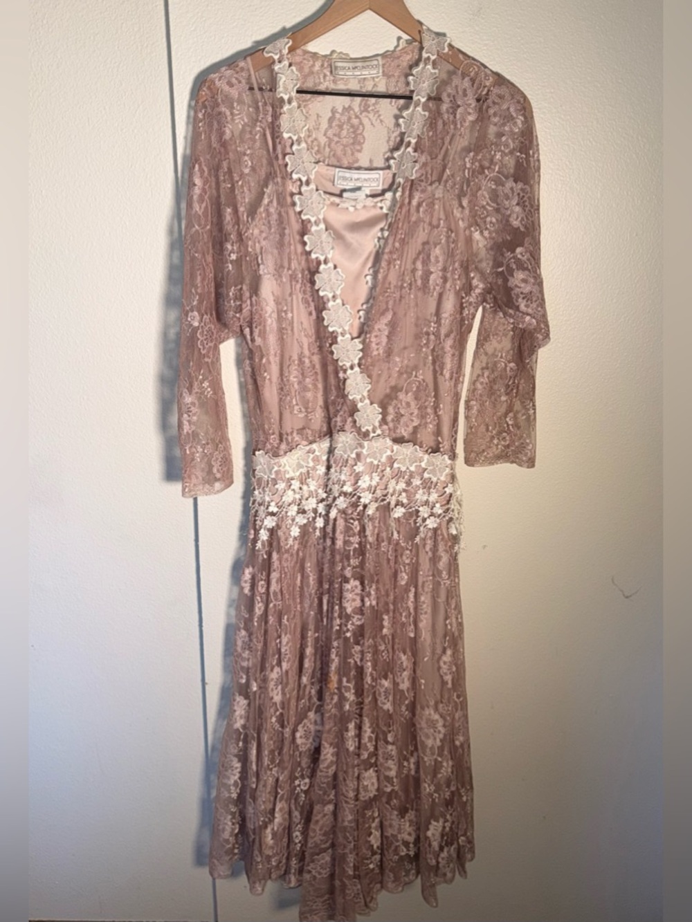 VINTAGE GUNNE SAX JESSICA MCCLINTOCK coquette girl slip dress w lace overlay 10
